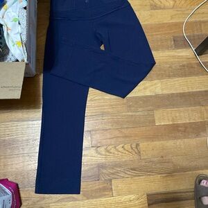 Lululemon Aline high rise crop Navy Blue26 coral waistband cropped leggings EUC